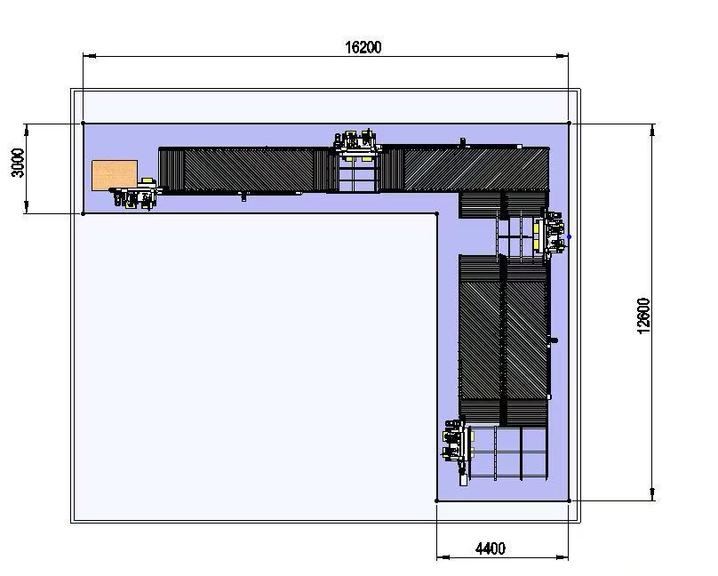 Provided L-shaped production line floor plan